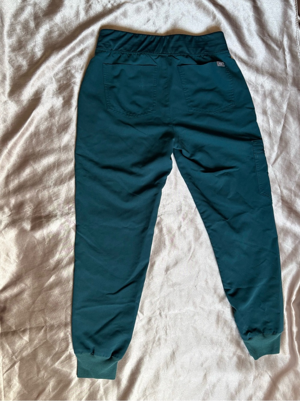 Figs Teal Jogger Scrub Pants with Pink Drawstring - Picture 6 of 10
